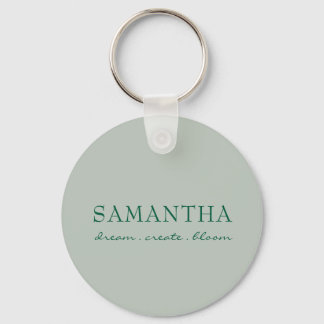 Minimalist Sage Green Name Uplifting Quote Key Ring
