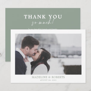 Minimalist Sage Green Photo Wedding Thank you card