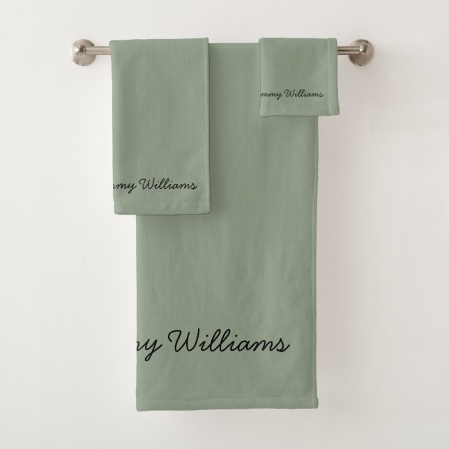 Minimalist Sage Green Professional Simple Bath Towel Set (Insitu)