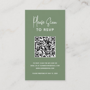 Minimalist Sage Green QR Code Modern Wedding Enclosure Card