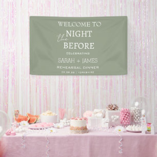 Minimalist Sage Green Rehearsal Dinner Wedding  Banner
