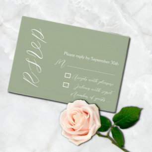 Minimalist Sage Green RSVP Card
