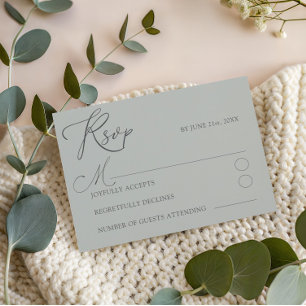 Minimalist Sage Green RSVP Typography Wedding Card
