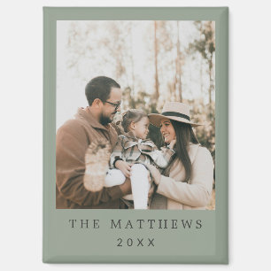 Minimalist Sage Green Scandi Family Photo Magnet