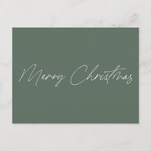 Minimalist Sage Green Script Merry Christmas  Postcard