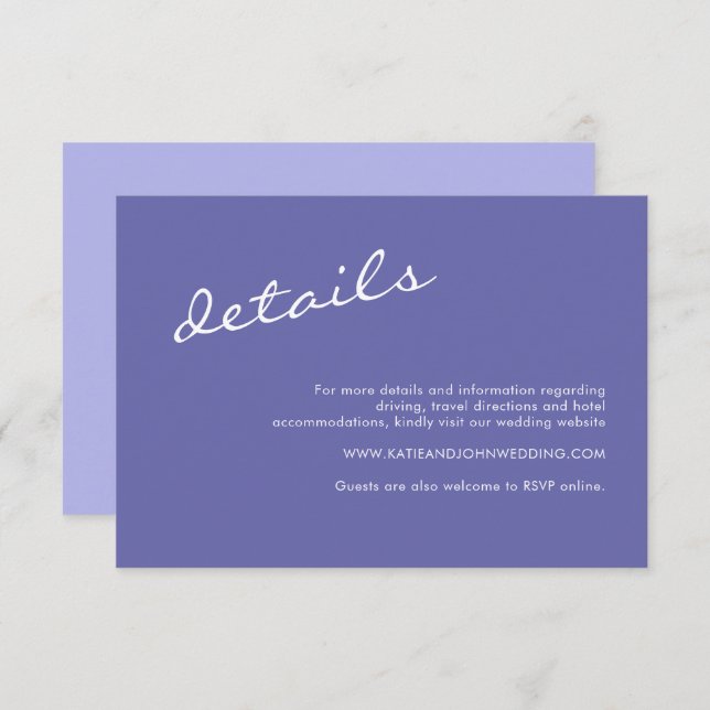 Minimalist Sage Green Script Wedding Details Enclo Enclosure Card (Front/Back)