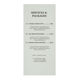 Minimalist Sage Green Services Menu QR Code Rack