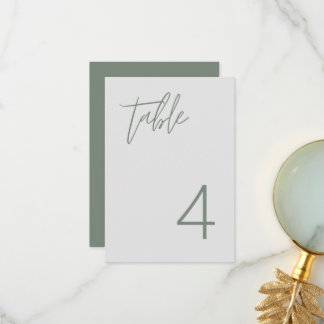 Minimalist Sage Green Table Number Card