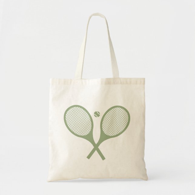 Minimalist Sage Green Tennis Racquets Ball    Tote Bag (Front)