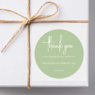 Minimalist Sage Green Wedding  Classic Round Sticker