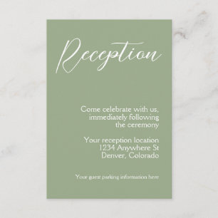 Minimalist Sage Green Wedding Enclosure Card