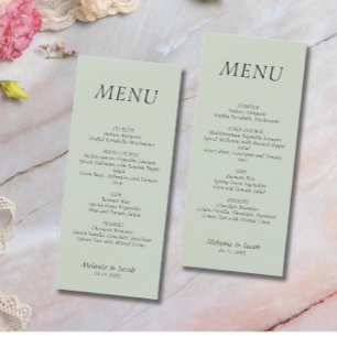 Minimalist Sage Green Wedding Flat Menu