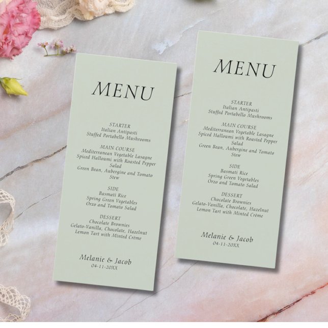 Minimalist Sage Green Wedding Flat Menu (Creator Uploaded)
