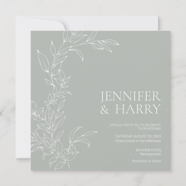 Minimalist Sage Green Wedding Invitation (Front)