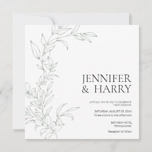Minimalist Sage Green Wedding Invitation