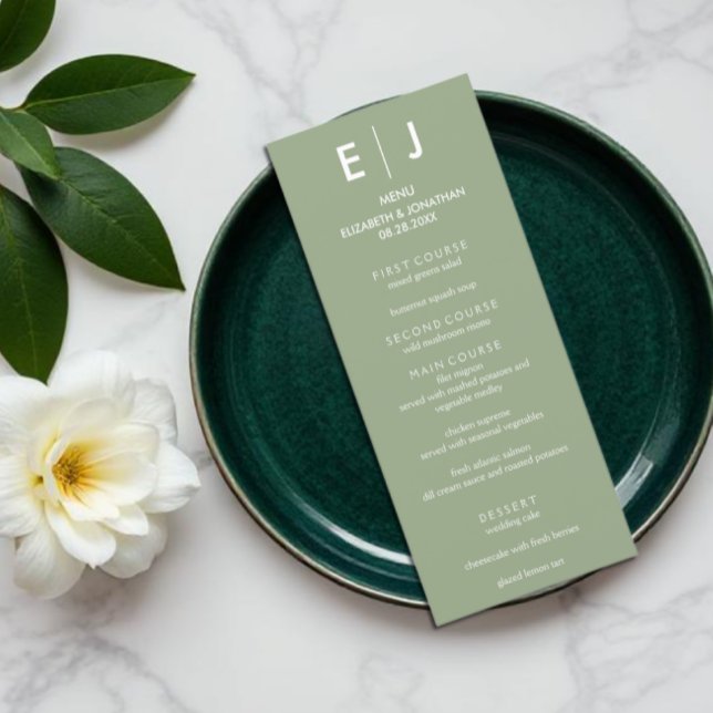 Minimalist Sage Green Wedding Menu (Creator Uploaded)
