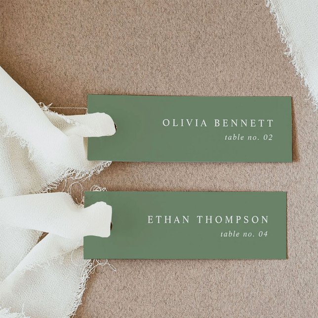Minimalist Sage Green Wedding Name Place Cards (Creator Uploaded)