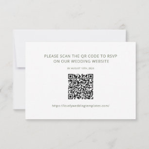Minimalist Sage Green Wedding RSVP QR Code Card