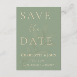 Minimalist Sage Green Wedding Save the Date Card