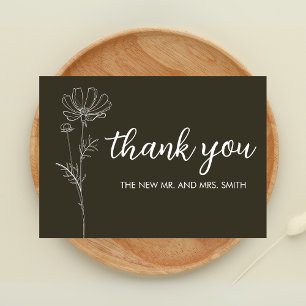 Minimalist Sage Green Wedding Thank You Card