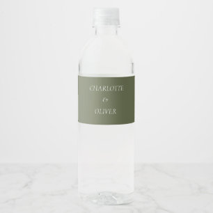 Minimalist Sage Green Wedding Water Bottle Label