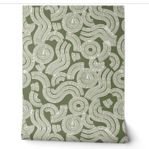 Minimalist Sage Green & White Organic Abstract Wallpaper