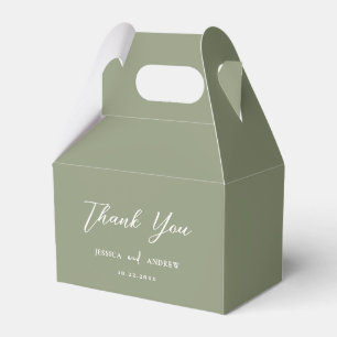Minimalist Sage Green & White Simple Wedding Favour Box