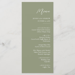 Minimalist Sage Green & White Simple Wedding Menu