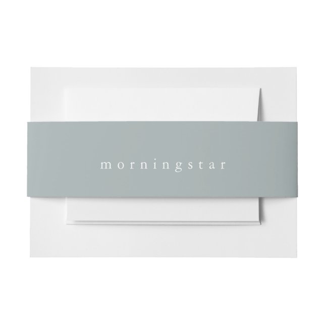 Minimalist Sage Grey Green Invitation Belly Band (Front Example)