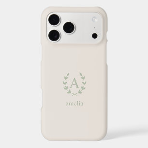 Minimalist Sage Initial Name Laurel Monogram