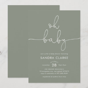 Minimalist Sage Modern Baby Shower Invitation