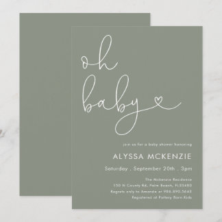 Minimalist Sage Modern Baby Shower Invitation
