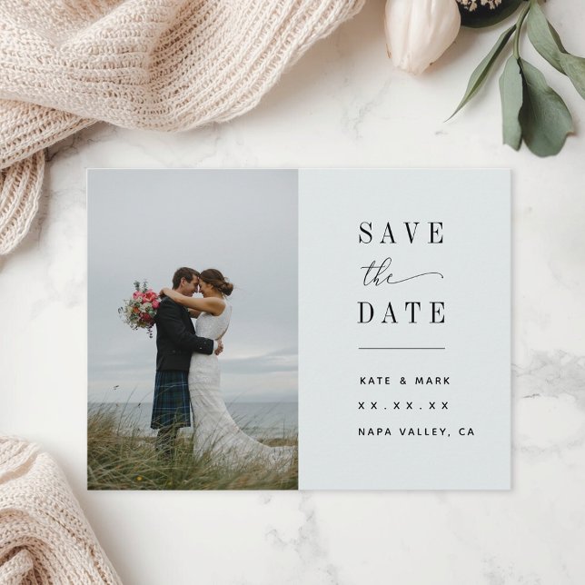Minimalist Sage Photo Save the Date Postcard (Creator Uploaded)