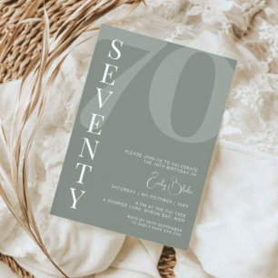 Minimalist Sage Seventy 70th Birthday Party Invitation
