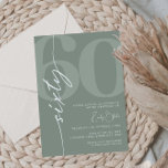 Minimalist Sage Sixty 60th Birthday Party Invitation<br><div class="desc">This minimalist typography 30th birthday party invitation is perfect for a modern birthday party. The simple design features classic white font on sage background. Customisable in any colour. Keep the design minimal and elegant, as is, or personalise it by adding your own graphics and artwork. For more advanced customisation of...</div>