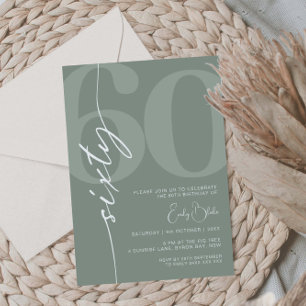 Minimalist Sage Sixty 60th Birthday Party Invitation