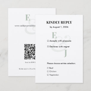 Minimalist Sage Small Wedding RSVP Card QR Code