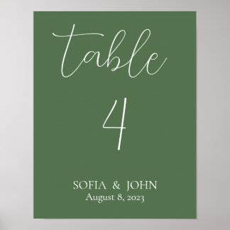 Minimalist Sage Table Number Sign  