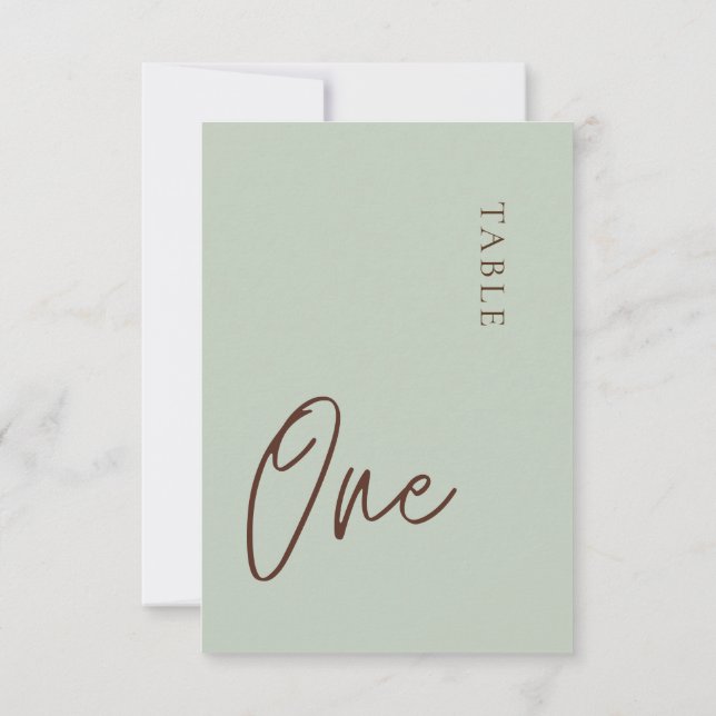 Minimalist Sage Table One Table Number (Back)