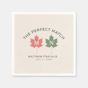 Minimalist Sage Terracotta Maple Leaf Wedding Napkin