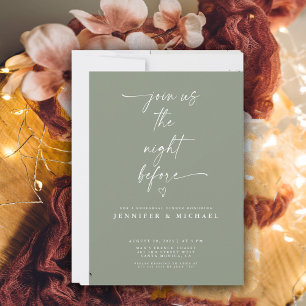 Minimalist Sage The Night Before Rehearsal Dinner  Invitation