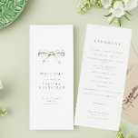 Minimalist Sage Vintage Bow Wedding Programme<br><div class="desc">Minimalist Sage Green Vintage Bow Slim Wedding Program</div>