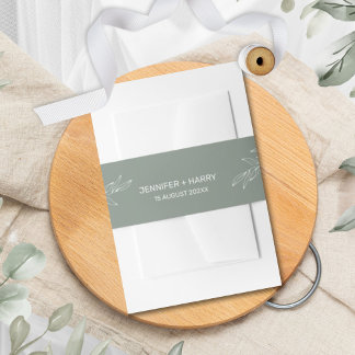 Minimalist Sage Wedding  Invitation Belly Band