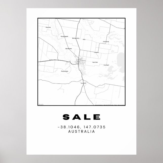 Minimalist Sale Map with Coordinates Poster (Front)