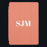 Minimalist salmon custom monogram initials modern iPad pro cover<br><div class="desc">Minimalist Custom salmon orange and white monogram initials name modern elegant personalised iPad Pro Cover</div>