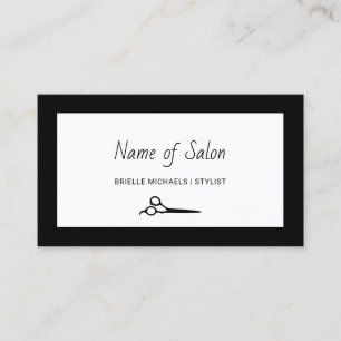 Minimalist Salon Plain Black and White Scissors Business Card