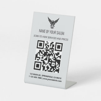 Minimalist Salon QR Code Sign – Services & Prices 