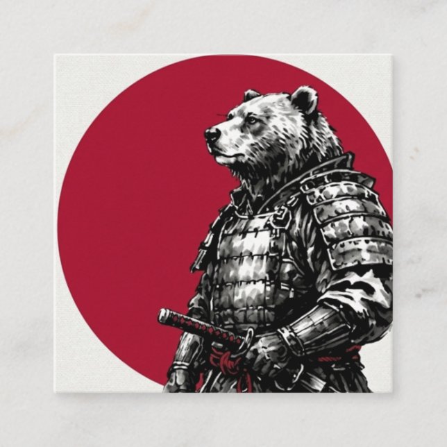 Minimalist Samurai Grizzly Bear Business Card (Front)