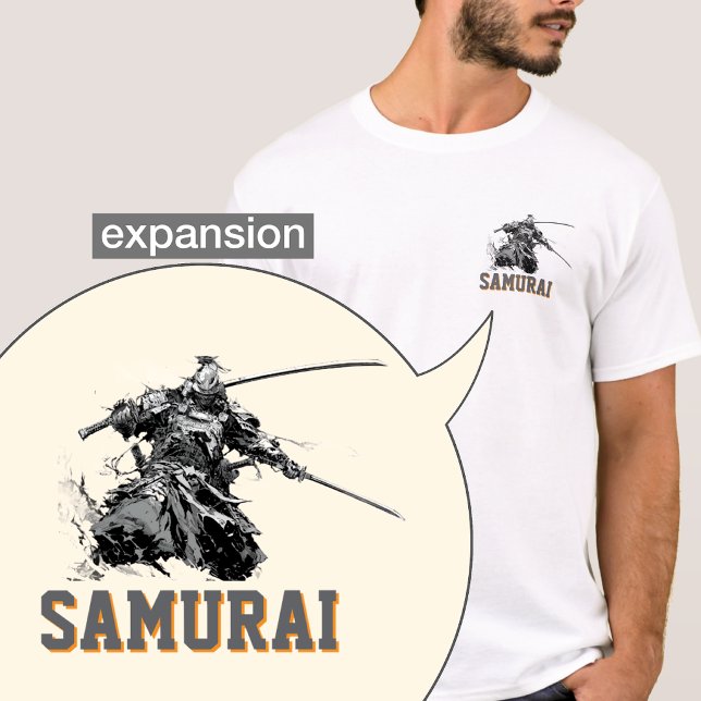 Minimalist Samurai Pocket Size Graphic Custom T-Shirt (Creator Uploaded)