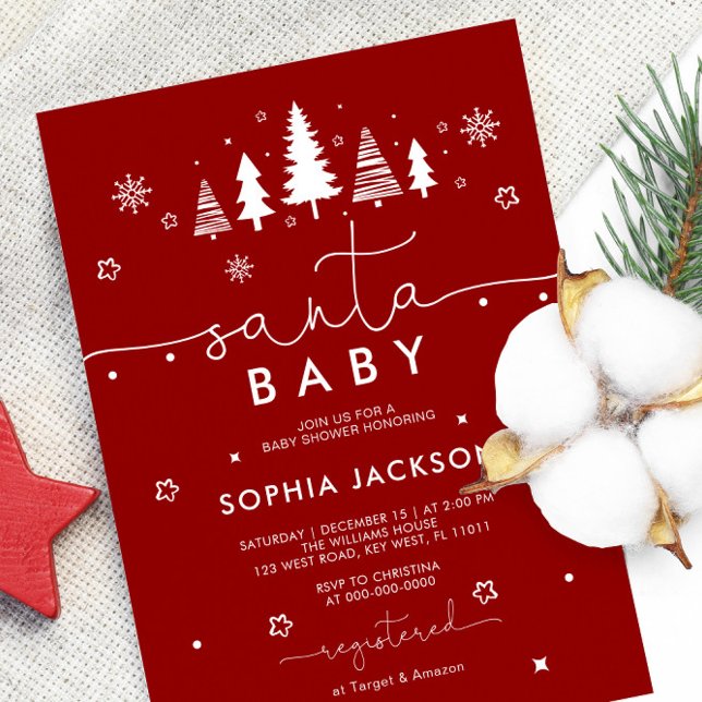 Minimalist Santa Baby Shower Invitation (Creator Uploaded)